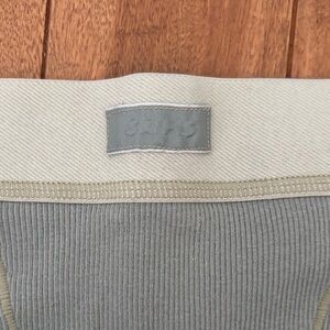 SKIMS Ribbed Boxer Shorts in Light Gray with Cream Waistband